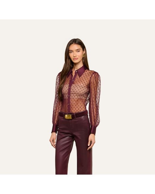 L'Agence Purple 'Agence Sophie Swiss Dot Blouse Top