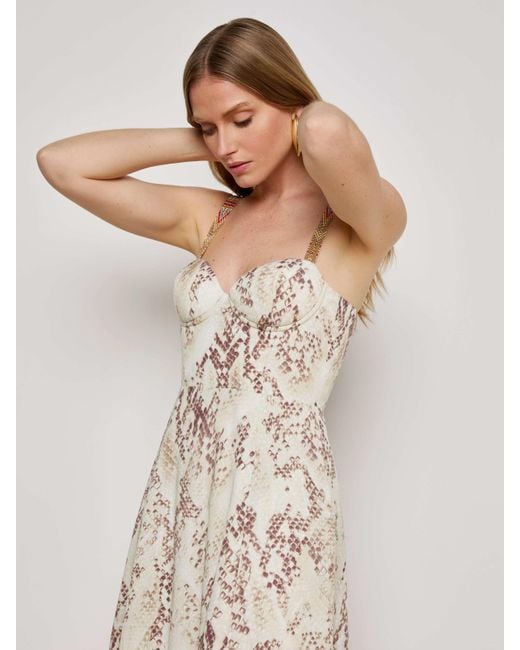 L'Agence Natural Sutton Beaded Strap Maxi Dress