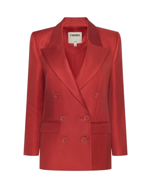L'Agence Red Cambrie Oversized Blazer