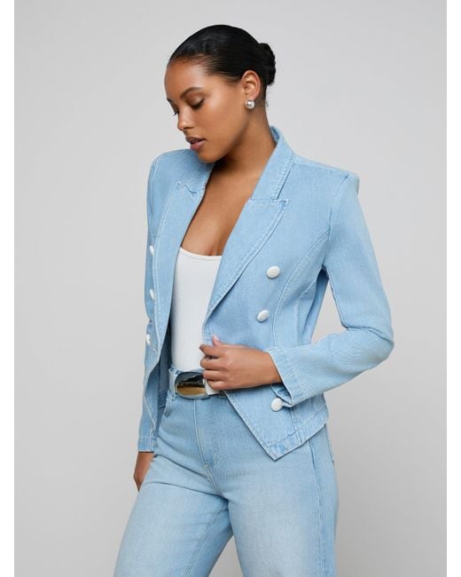 L'Agence Blue Emerson Structured Blazer