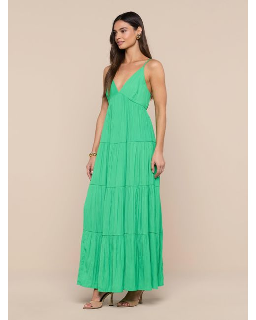 L'Agence Green Lua Tiered Maxi Dress