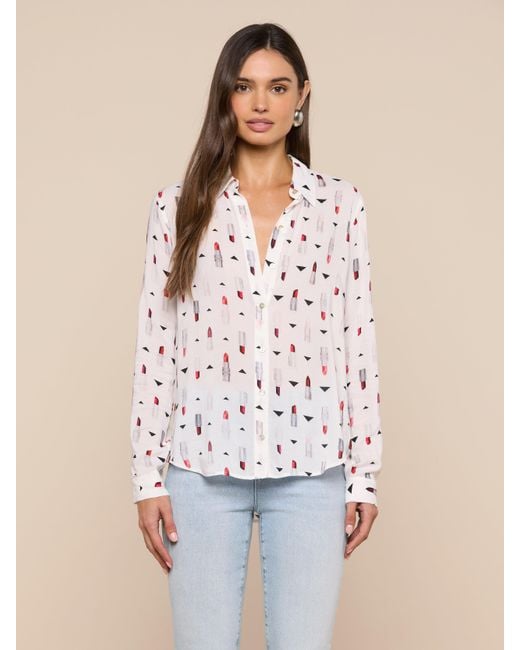 L'Agence Blue Holly Blouse Top