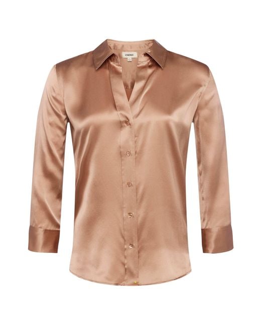 L'Agence Blue Dani Silk Blouse Top
