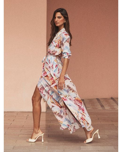 L'Agence Red 'Agence Cameron Silk Shirt Dress