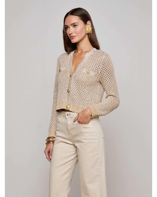 L'Agence Natural Blanca Sequin Cardigan
