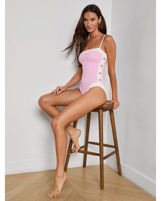 L'Agence Purple Tory Bandeau One-Piece Swimsuit
