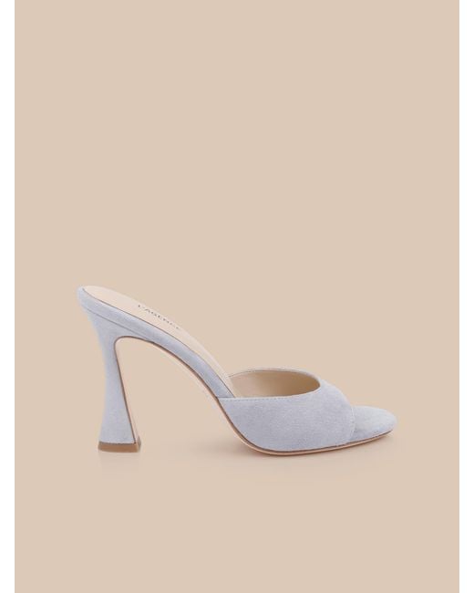 L'Agence White Avery Suede Open-Toe Mule