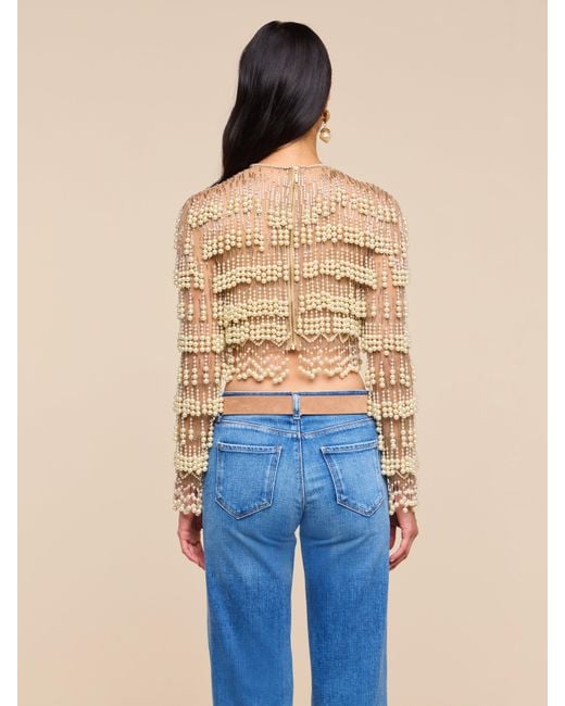 L'Agence Natural Rogan Pearl Fringe Top