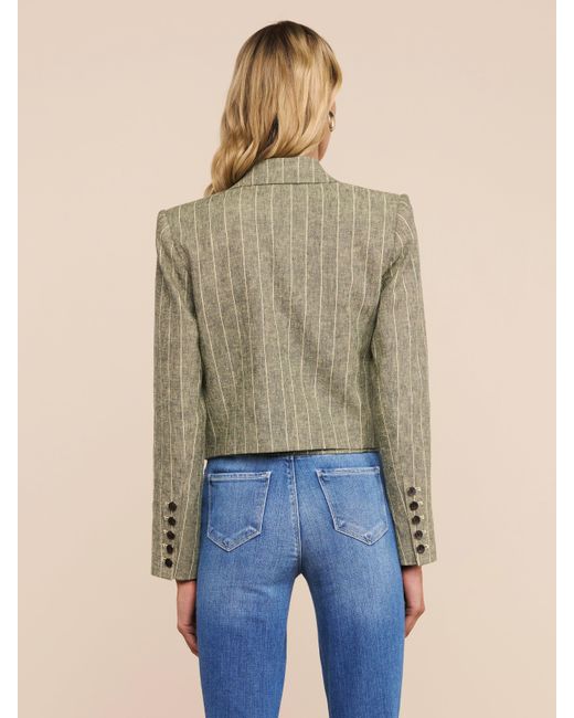 L'Agence Green Lila Linen-Blend Blazer