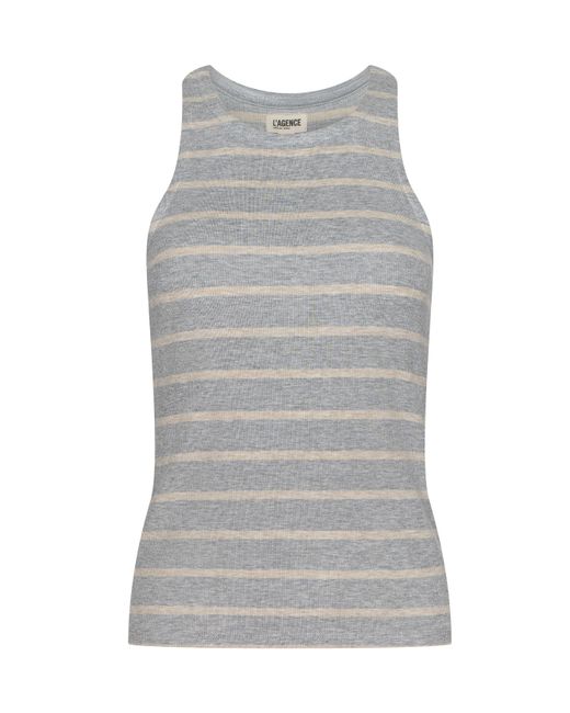 L'Agence Gray Nia Ribbed Tank Top