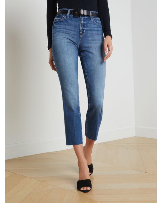 Jean Slim Taille Haute Court Sada En L'Agence en coloris Blue