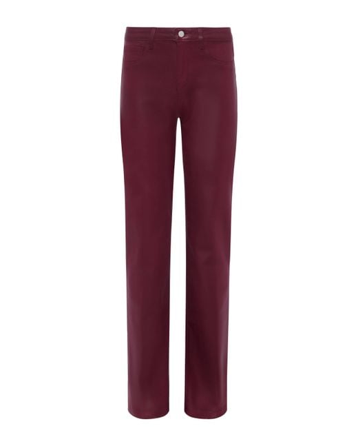 Jean Large En Denim Enduit Clayton, Enduit Bordeaux Foncé L'Agence en coloris Red