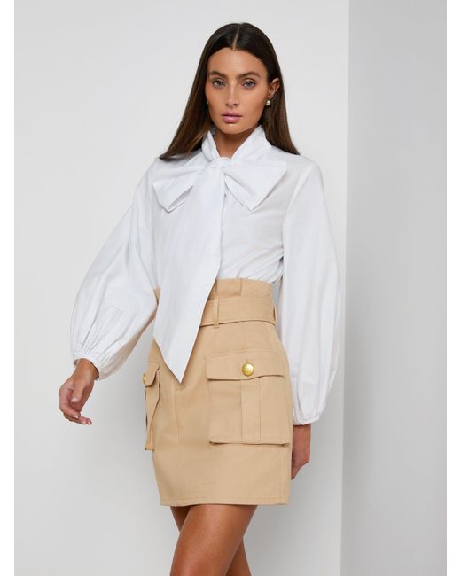 L'Agence Natural Deon Tie-Neck Blouse Top