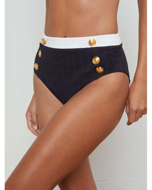 Bas De Bikini Taille Haute Vanessa En Noir/Blanc L'Agence en coloris White