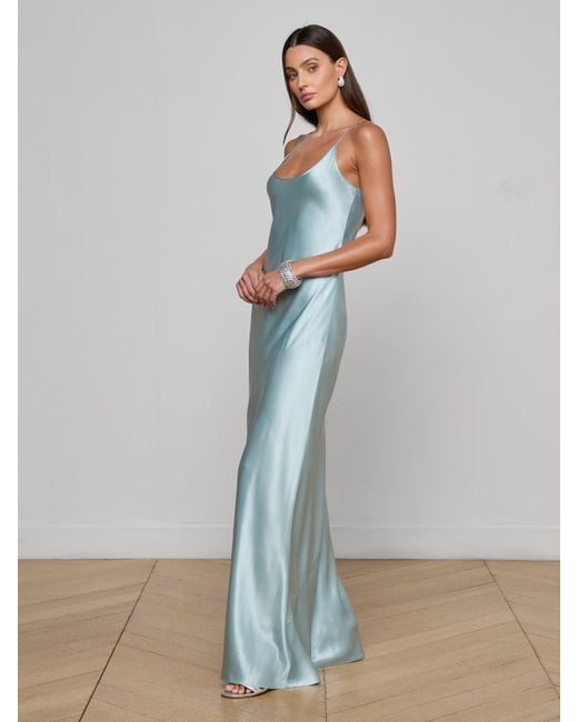 Robe De Soirée En Soie Charmaine, Bleu Pâle L'Agence en coloris Blue