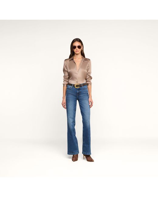 L'Agence Brown Tyler Silk Blouse Top