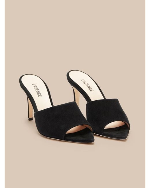 L'Agence Black Lolita Suede Open-Toe Mule