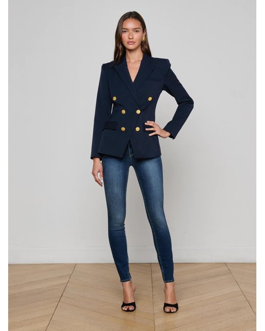 L'Agence Blue Kyomi Double-Breasted Blazer