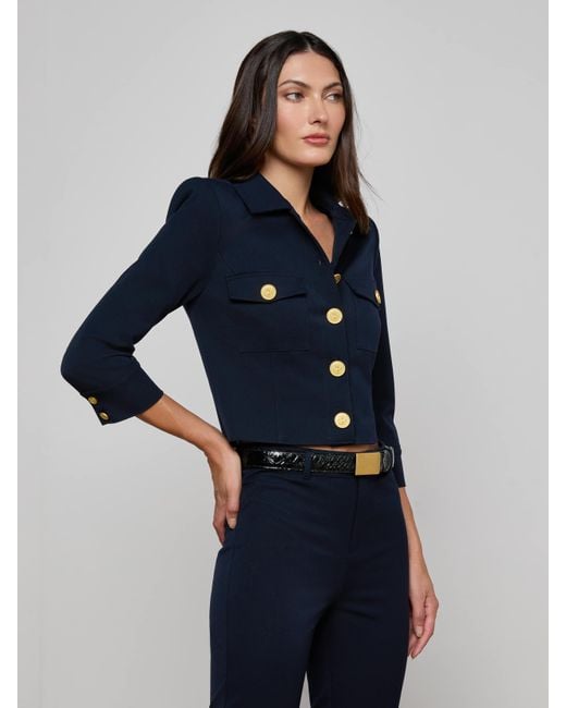 L'Agence Blue Kumi Cropped Jacket