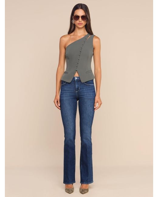 L'Agence Blue Zinnia One-Shoulder Top