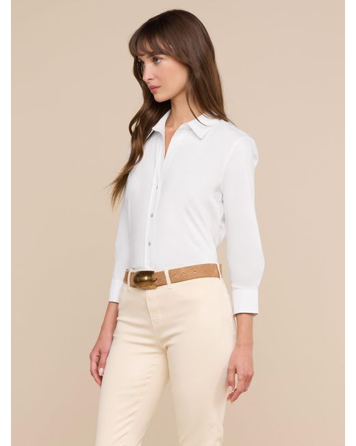 L'Agence White Daniella Cotton-blend Blouse