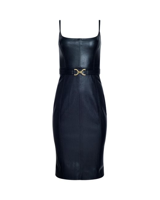 Robe En Cuir Vegan Halia, Bleu Nuit L'Agence en coloris Blue