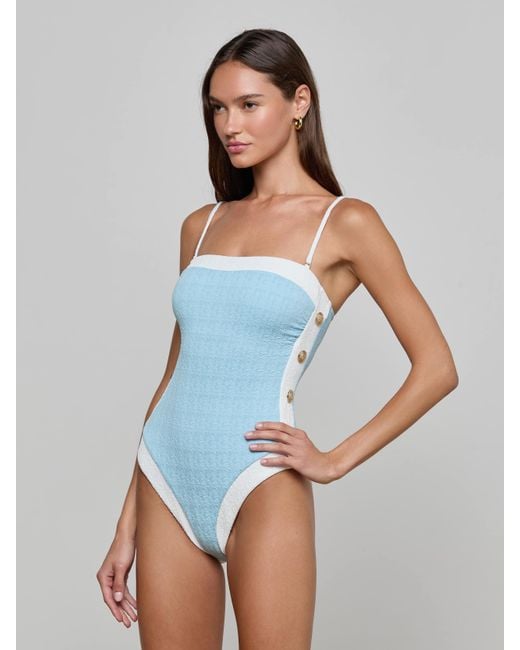 L'Agence Blue Tory Bandeau One-Piece Swimsuit