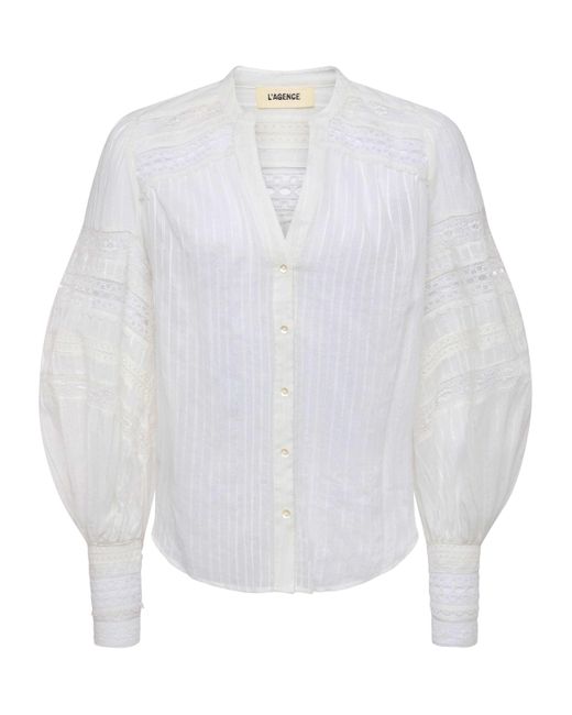 L'Agence White 'Agence Kiera Blouse Top