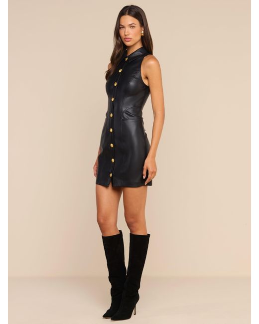 L'Agence Black Apolline Vegan Leather Dress