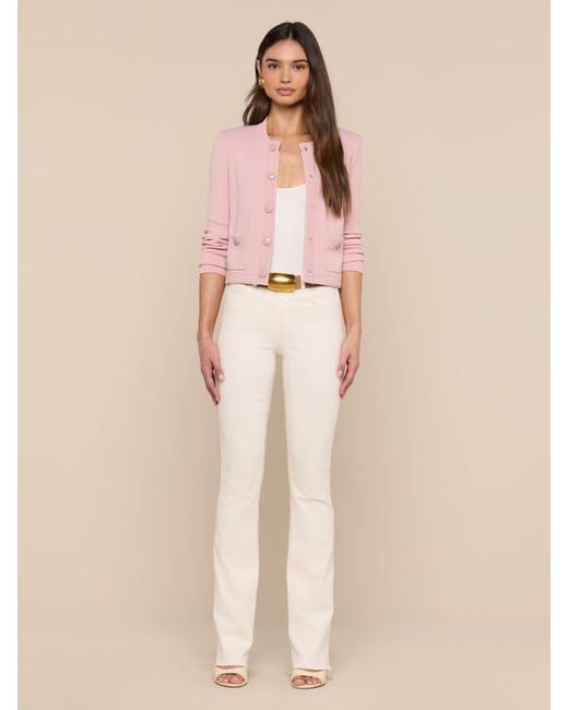 L'Agence Pink Patsy Cropped Cardigan