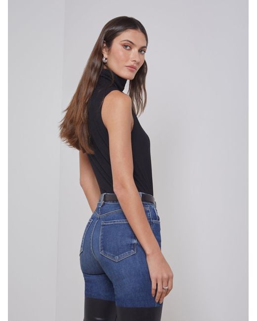 L'Agence Blue Ceci Sleeveless Turtleneck