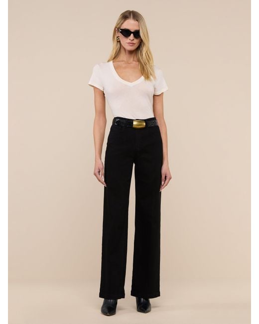 L'Agence White Becca Cotton V-neck Tee