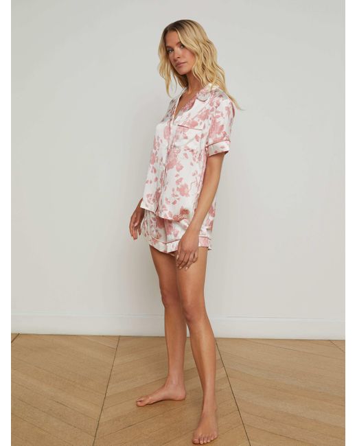 L'Agence White Inez Silk Short Pajama Set