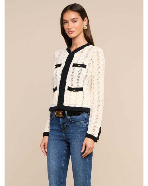 L'Agence Natural Zephyra Pointelle Knit Cardigan