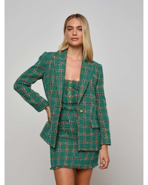 L'Agence Green Gweny Tweed Blazer
