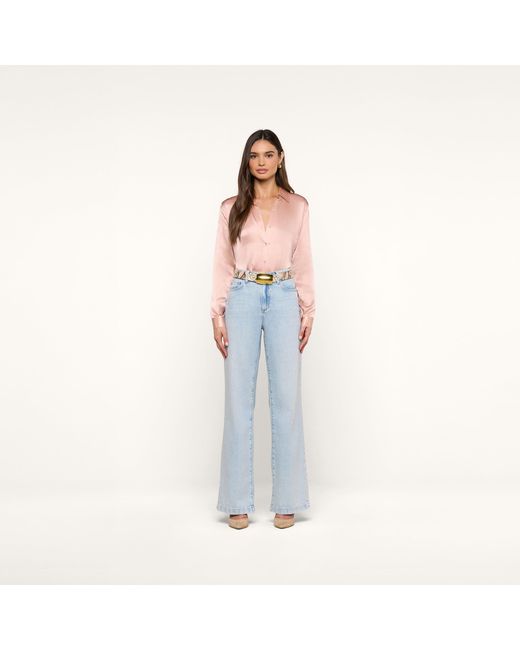 L'Agence Blue Tyler Silk Blouse Top