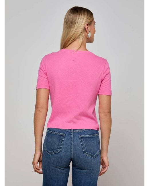 L'Agence Pink Stormy Cotton T-Shirt