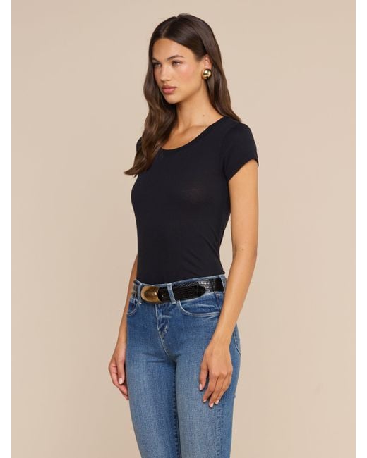 L'Agence Blue Cory Cotton Scoopneck Tee