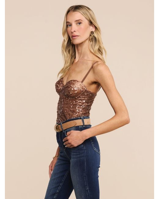 L'Agence Brown Lior Sequin Top