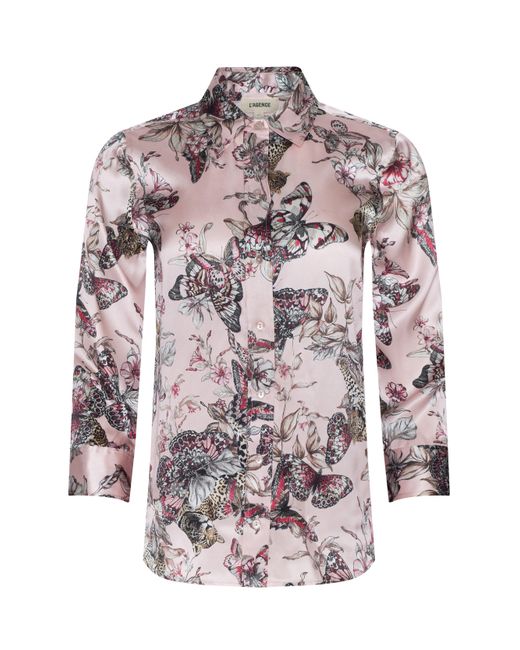 L'Agence Brown Dani Silk Blouse Top