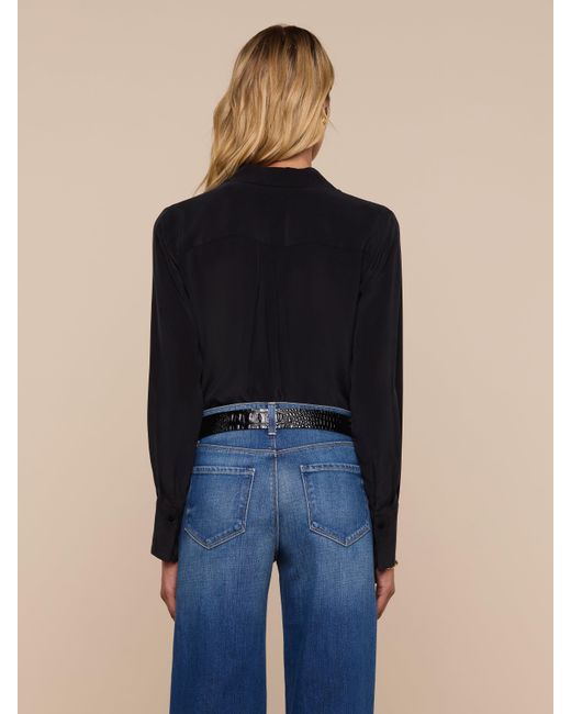 L'Agence Blue 'Agence Babette Silk Blouse Top