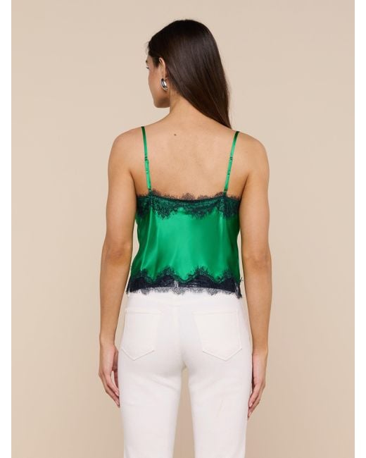 L'Agence Green Kimber Silk Lace Camisole