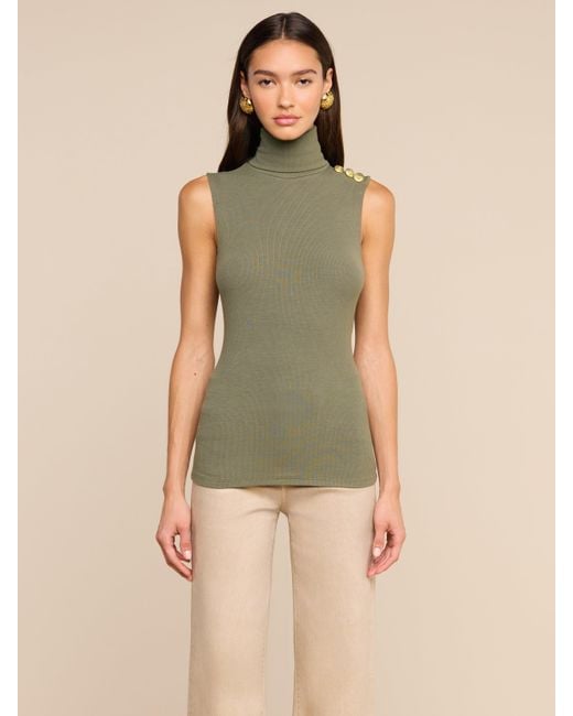L'Agence Green Ceci Sleeveless Turtleneck