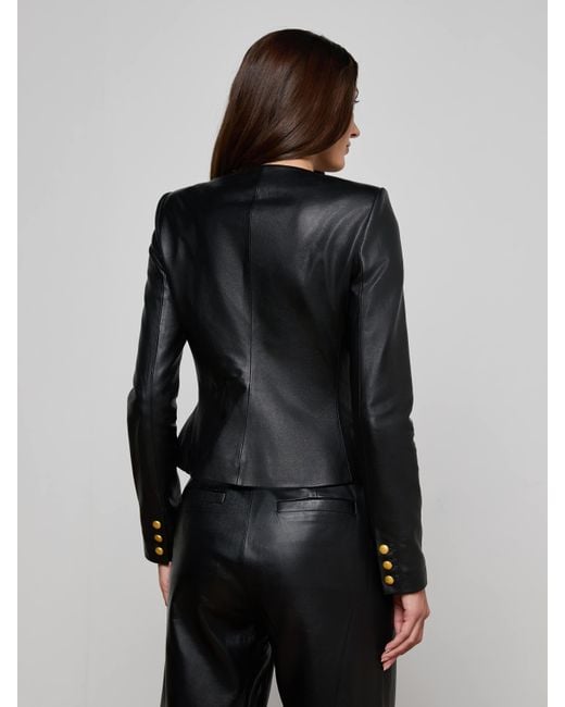 L'Agence Black Mariella Leather Jacket