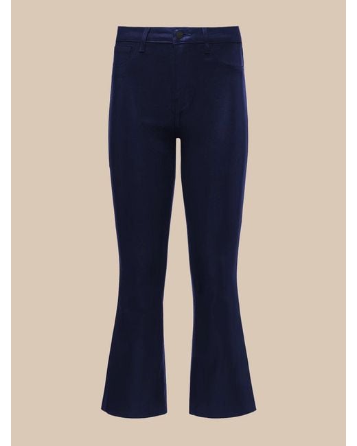 L'Agence Blue Kendra Coated Cropped Flare Jean