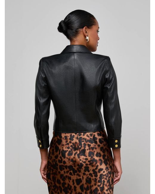 L'Agence Multicolor Kumi Cropped Leather Jacket
