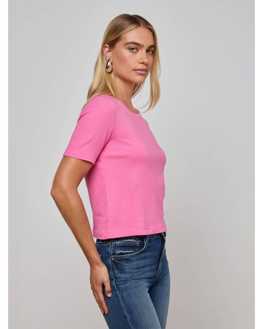 L'Agence Pink Stormy Cotton T-Shirt