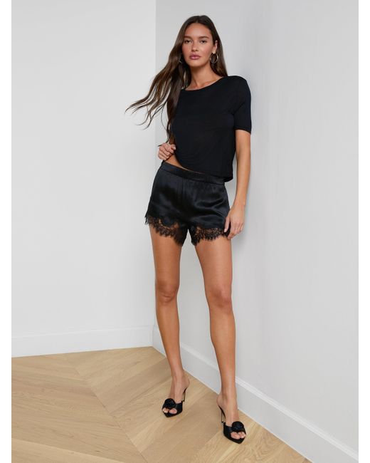 L'Agence Black 'Agence Joy Silk Lace Short