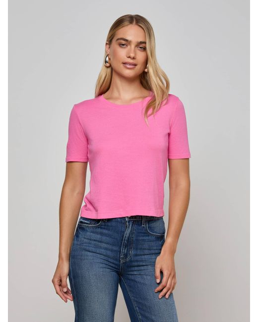 L'Agence Pink Stormy Cotton T-Shirt