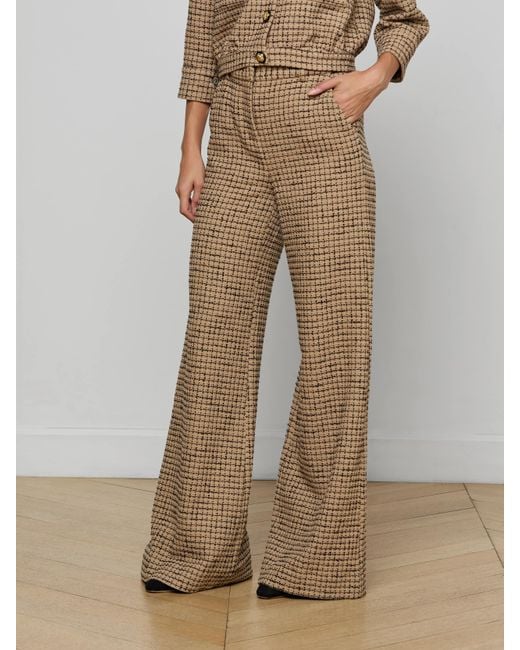 L'Agence Natural Pilar Tweed Wide-Leg Pants